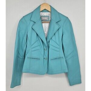 Vintage womens S genuine leather robins-egg-blue Wilsons blazer‎ jacket